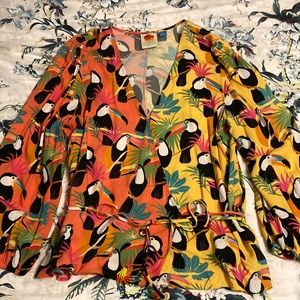 Farm Rio Toucan Wrap blouse
